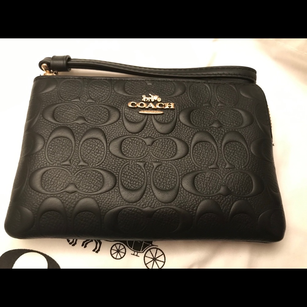 Coach embossed wristlet